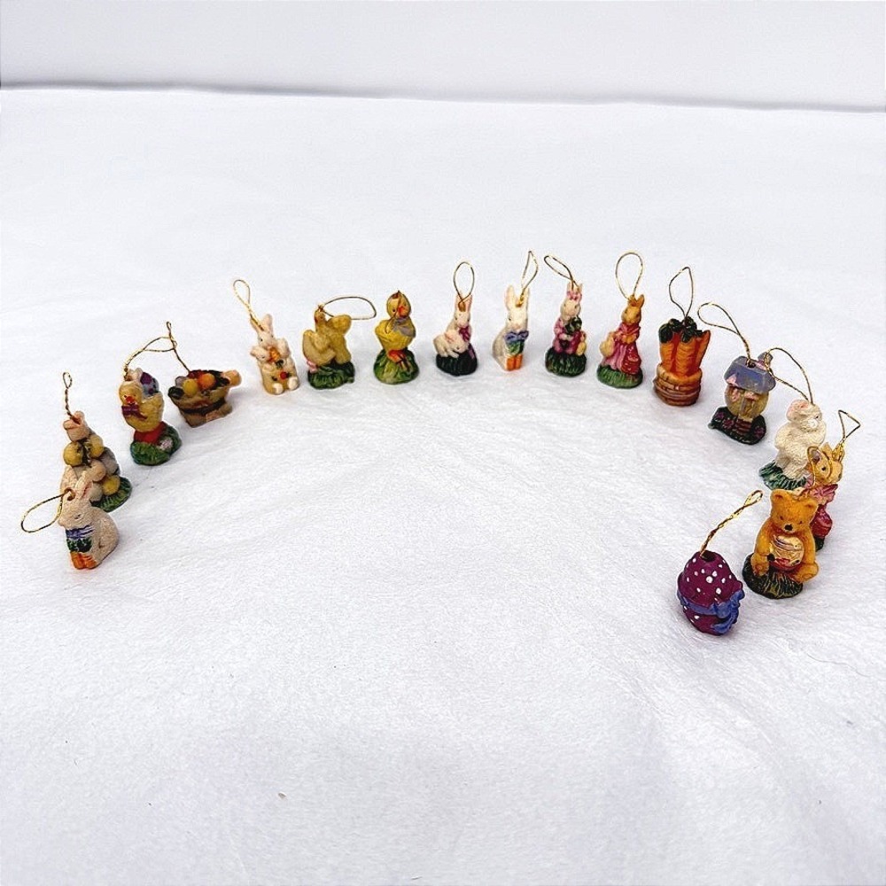 Miniature Easter Bunny Nature Ornaments LOT Resin Figurines Spring Decor Small
